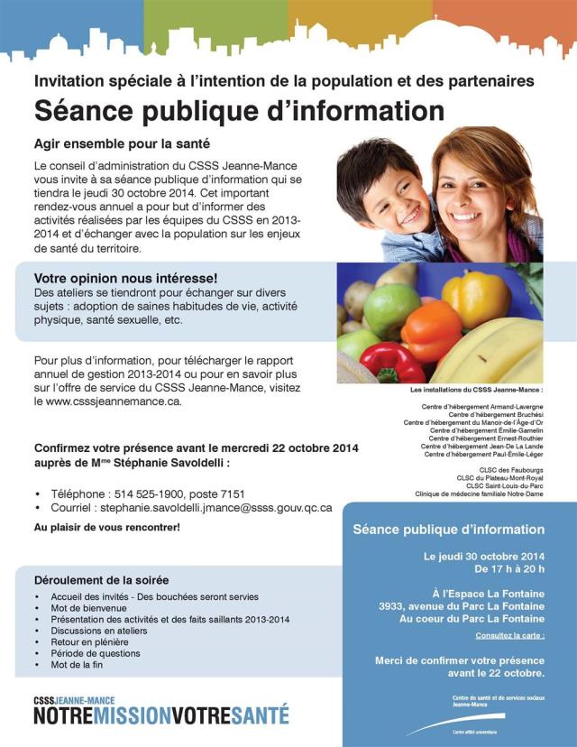 Séance publique d'information du CSSS Jeanne-Mance