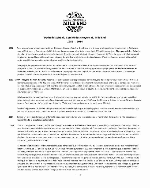 Petite histoire du CCME